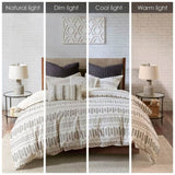 Cotton Jacquard Comforter Mini Set Ivory/Charcoal Full/Queen B035128810