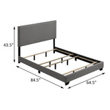 Light Grey Queen Panel Bed with Nailhead Trim B062P181284