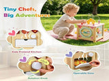 Wooden Activity Cube for Toddlers, Multi-Side Play Center with Pretend Kitchen & Storage 58446682