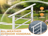 Handrails for Outdoor Steps, Wrought Iron Handrail Fits 1 or 3 Steps, Transitional Handrail with 01916686
