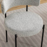 ZUN Burbank Modern Round Boucle Dining Chairs, Set of 2, Black White T2574P180243