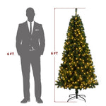 ZUN 6ft PVC Material DIY 150 Lights Warm Color 8 Modes 1050 Branches Christmas Tree Green 99688491