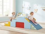 3 in 1 Toddler Soft Foam Climber with Slide, Convertible Velvet Play Set with Table & Chair, 12901682