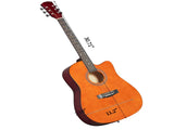 Brown 41-inch Dreadnought barrel-shaped cutaway acoustic guitar with pick, strings, capo, gig bag, 95446396