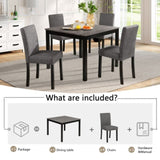 5-Piece Dining Table Set with 4 Chairs, Dining Table Set 4 with Chairs, Wooden Dining Table Set W1998P195207