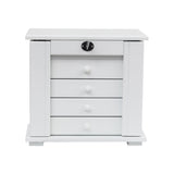 Handcrafted Wooden Jewelry Box Organizer Wood 5 Layers Case with 4 Drawers-White 19616193