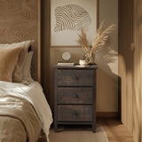 Brown MDF with solid wood veneer 66*45*68cm three-drawer bedside table 57761040