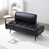 55"Inch Width Modern End of Bed Bench,Black Faux Leather Upholstered With side table, 360-degree W2677P196631