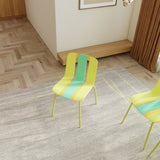 Summer - 4-Pack Modern Striped Color Block Chairs Indoor/Outdoor PP Plastic Seat & Sturdy Metal W3450P322861
