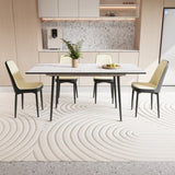 47"-63" expandable dining table set for 2-6 people, equipped with PU fabric thick cushioned dining 84643005