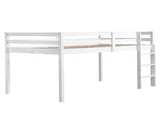 Elevated Cross Bracing Straight Ladder Twin Pine Wooden Bed White 69928690
