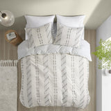 King/Cal King 3 Piece Cotton Jacquard Duvet Cover Set B03596506