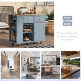 Kitchen Island with Power Outlet,Kitchen Storage Island with Drop Leaf Rubber Wood,Open Storage WF305556AAG