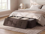 Brown Foldable Storage Ottoman Bench with 660lb Capacity 77946744