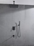 ZUN Ceiling Mounted Shower System Combo Set with Handheld and 16"Shower head W92877478