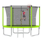 ZUN 10FT Trampoline for Kids, Basketball Hoop and Ladder, Outdoor Kids Trampoline with Safety 41678425