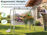 3-in-1 Metal Raised Garden Bed with Mini Greenhouse Cover, Elevated Planter Box - Silver 90410085