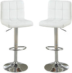 ZUN White Faux Leather Bar Stool Counter Height Chairs Set of 2 Adjustable Height Kitchen Island Stools HS00F1566-ID-AHD