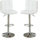 ZUN White Faux Leather Bar Stool Counter Height Chairs Set of 2 Adjustable Height Kitchen Island Stools HS00F1566-ID-AHD