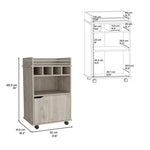 ZUN DEPOT E-SHOP Sims 35" H Bar Cart with Two Shelves four Wine Cubbies and One Cabinet,Light Pine B097P167415