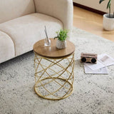 ZUN Golden Side table [MDF TOP+ METAL FRAME] N770P234470G