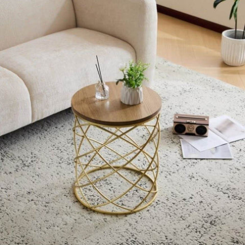 ZUN Golden Side table [MDF TOP+ METAL FRAME] N770P234470G