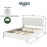 Anda Patented 2-Drawers Storage Bed Queen Size Ivory Boucle Upholstered Platform Bed, Tufted B083P156197