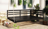 TOPMAX Acacia Wood Porch Swing Bed for Outdoor with Hemp Ropes - Full Size Patio Hanging Bed, 350lbs N717P265860B