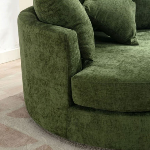 ZUN Orisfur. 360&deg; Swivel Accent Barrel with Storage Ottoman & 4 Pillows, Modern Chenille Leisure WF323718AAF