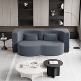 ZUN Modern Floor Sofa with 2 Pillows,Convertible Teddy Fabric Foam-Filled Sleeper Sofa Bed,15" Full Size W1885P190392