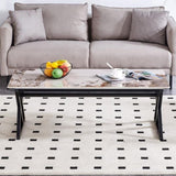 A coffee table is made of rock slab material, with a natural and smooth marble pattern on the W1151P154285