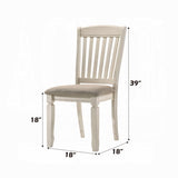 Set of 2 Dining Chairs with Slat Back, Tan Fabric and Cream Finish B016P314583