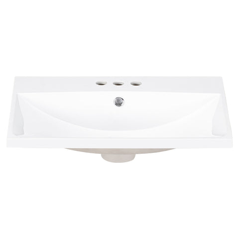 ZUN 24" Single Bathroom Basin Sink, Vanity Top Only, 3-Faucet Holes, Resin WF305070AAK