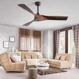 ZUN 52 Inch Modern Ceiling Fan With 3 ABS Blades Remote Control Reversible DC Motor Without Light For W882P146894