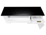 55" Modern Fluted Office Desk with Storage Cabinet & Drawers, Computer Writing Desk with Power 60780719