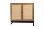 ZUN Set of 2, Natural rattan, 2 door cabinet, with 1 Adjustable Inner Shelves, rattan, Accent Storage W688P144549