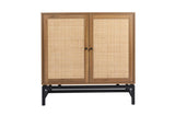 ZUN Set of 2, Natural rattan, 2 door cabinet, with 1 Adjustable Inner Shelves, rattan, Accent Storage W688P144549