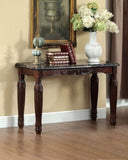 Traditional Espresso Solid wood Sofa Table Faux Marble Top Intricate design Living Room Furniture B01151377