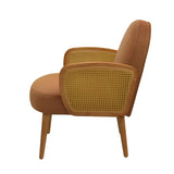 Mid-century Accent Chair with Rattan Armrests&Wooden Legs, for Living Room Reading Bedroom Balcony, N765P220370Y
