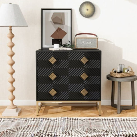 ZUN 3 Drawer Storage Cabinet,3 Drawer Modern Dresser,Chest of Drawers With Decorative Embossed Pattern W2232P164997