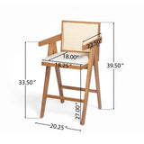 27" Height, Cream Woven Cane Plastic Backrest Bar Stool - Foam-Padded Fabric Seat & Durable N780P237930N