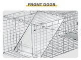 32" Live Animal Cage Trap, Heavy Duty Folding Raccoon Trap, Humane Cat Trap with Handle, Silver 79770301