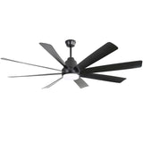 ZUN 72 Inch Large Ceiling Fans with Lights and Remote Control 6 Wind Speed DC Motor Black for Living W882P216909