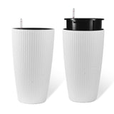 Set of 2 Faux Rattan Tall Planters Outdoor Indoor Large Planters with Water Level Monitor Inner W3213P311467