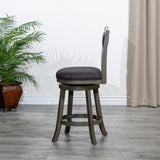 30" Bar Height X-Back Swivel Stool, Weathered Gray Finish Grey, Charcoal Fabric Seat B04660723