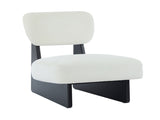 Modern Beige Lounge Chair with Polyester Upholstery, Sturdy Black Wood Base, Minimalist N767P241702B