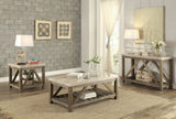 Industrial Style Angled Support 1pc Sofa Table with Bottom Shelf Marble Top Creamy White Wooden B011P175701