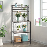5-Tier Bakers Rack with 10 S-Shaped Hooks, Industrial Microwave Oven Stand, Free Standing 01971249