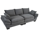 U-Style 85.4" Modern Curved Sofa, Back Upholstered Couch with 2 Decorative Throw Pillows, Corduroy N711P192059E