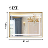 40*30inch LED Bathroom Beveled Mirror,3000-6000K Gradient Front and Backlit LED Mirror for W2091P214095